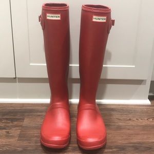 Red Tall Hunter Rain Boots